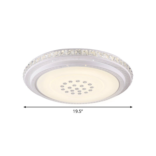 Minimalist LED Flush Mount Lamp Chrome Circle Ceiling Lighting with Crystal Block Shade Clearhalo 'Ceiling Lights' 'Close To Ceiling Lights' 'Close to ceiling' 'Flush mount' Lighting' 1723511