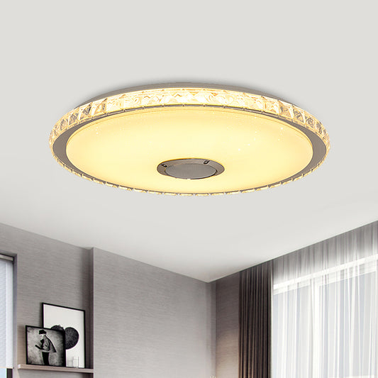 Modernist Slim Round Flush Mount Fixture Crystal Block 16"/19.5" W LED Bedroom Ceiling Flush in Chrome Chrome Clearhalo 'Ceiling Lights' 'Close To Ceiling Lights' 'Close to ceiling' 'Flush mount' Lighting' 1723516