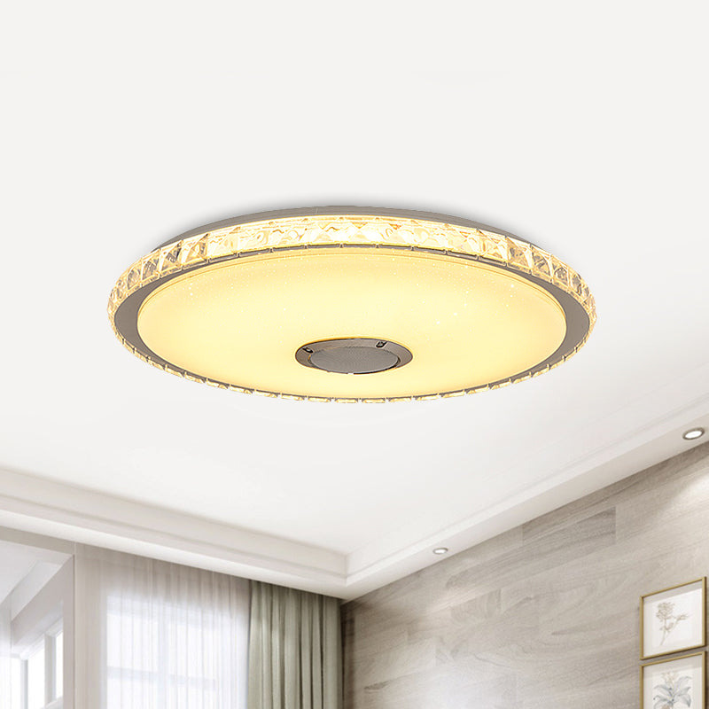 Modernist Slim Round Flush Mount Fixture Crystal Block 16"/19.5" W LED Bedroom Ceiling Flush in Chrome Clearhalo 'Ceiling Lights' 'Close To Ceiling Lights' 'Close to ceiling' 'Flush mount' Lighting' 1723517