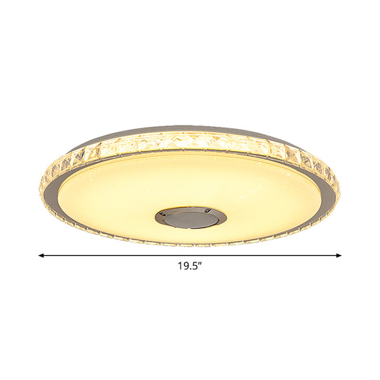 Modernist Slim Round Flush Mount Fixture Crystal Block 16"/19.5" W LED Bedroom Ceiling Flush in Chrome Clearhalo 'Ceiling Lights' 'Close To Ceiling Lights' 'Close to ceiling' 'Flush mount' Lighting' 1723520