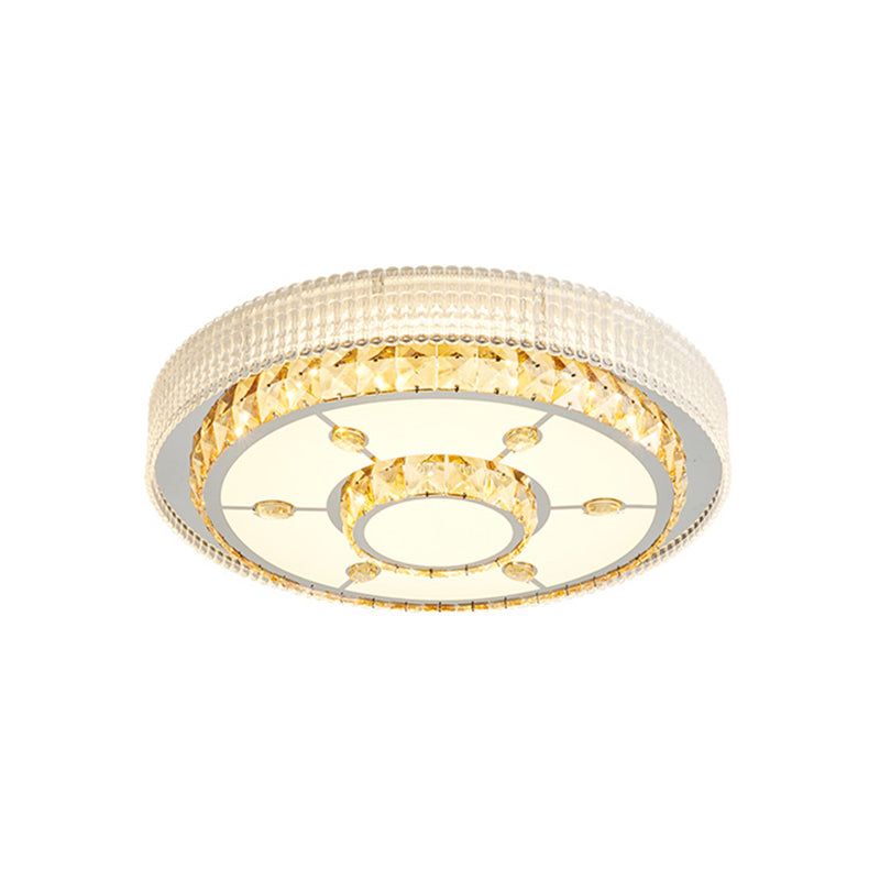 Flower/Round Cut Crystal Ceiling Lamp Modernism LED Chrome Flush Light Fixture for Bedroom Clearhalo 'Ceiling Lights' 'Close To Ceiling Lights' 'Close to ceiling' 'Flush mount' Lighting' 1723540