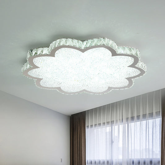 Bloom Clear Crystal Flush Light Fixture Minimalist LED Stainless-Steel Ceiling Mount Fixture Clear Clearhalo 'Ceiling Lights' 'Close To Ceiling Lights' 'Close to ceiling' 'Flush mount' Lighting' 1723591