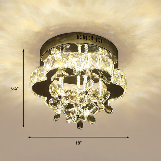 Blossom Ceiling Mounted Fixture Modern Faceted Crystal LED Chrome Semi Flush Light, 12"/18" Width Clearhalo 'Ceiling Lights' 'Close To Ceiling Lights' 'Close to ceiling' 'Semi-flushmount' Lighting' 1723620