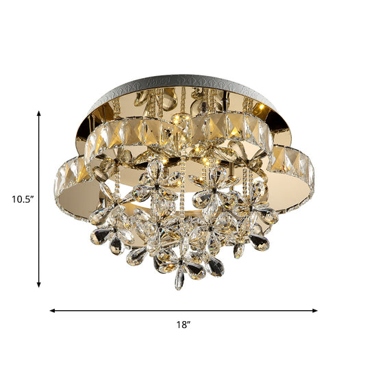 Modernist LED Semi Flush Lamp Chrome Blossom Ceiling Mounted Light with Hand-Cut Crystal Shade Clearhalo 'Ceiling Lights' 'Close To Ceiling Lights' 'Close to ceiling' 'Semi-flushmount' Lighting' 1723636