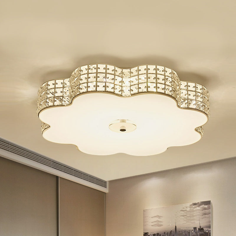 Bloom Living Room Flush Mount Fixture Cur Crystal LED Modernism Ceiling Light in Gold Gold Clearhalo 'Ceiling Lights' 'Close To Ceiling Lights' 'Close to ceiling' 'Flush mount' Lighting' 1723641