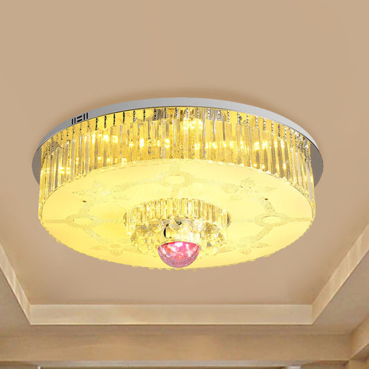 Round Flush Light Fixture Modern Crystal Rectangle LED Parlor Ceiling Flush Mount in Chrome Chrome Clearhalo 'Ceiling Lights' 'Close To Ceiling Lights' 'Close to ceiling' 'Flush mount' Lighting' 1723658