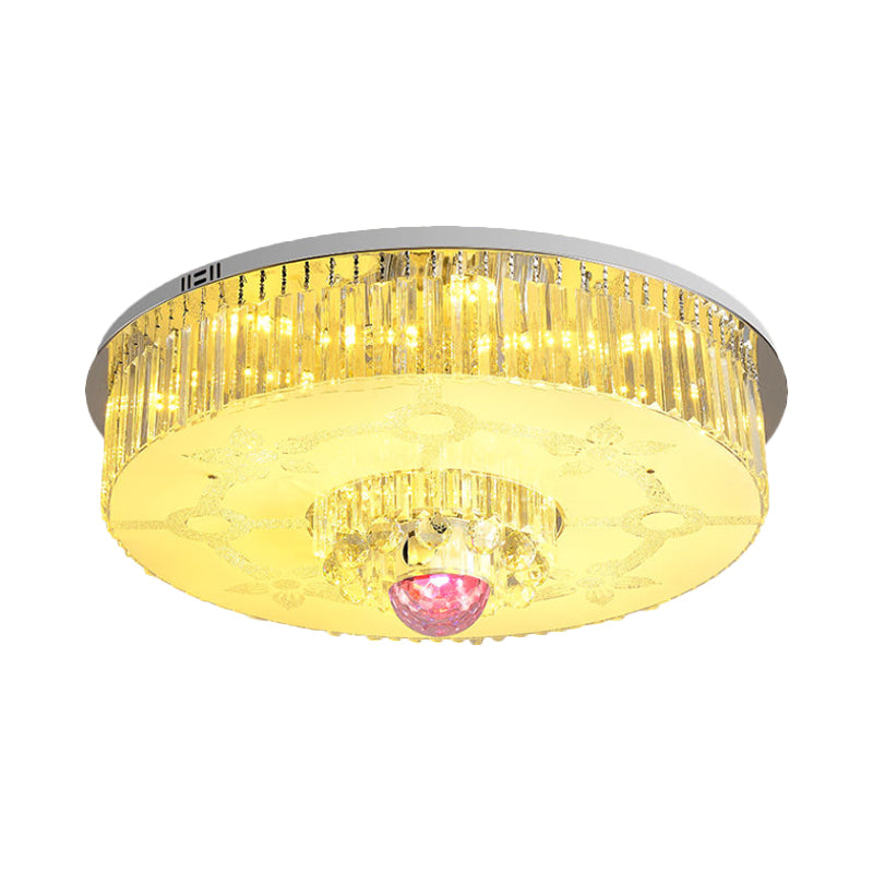 Round Flush Light Fixture Modern Crystal Rectangle LED Parlor Ceiling Flush Mount in Chrome Clearhalo 'Ceiling Lights' 'Close To Ceiling Lights' 'Close to ceiling' 'Flush mount' Lighting' 1723659