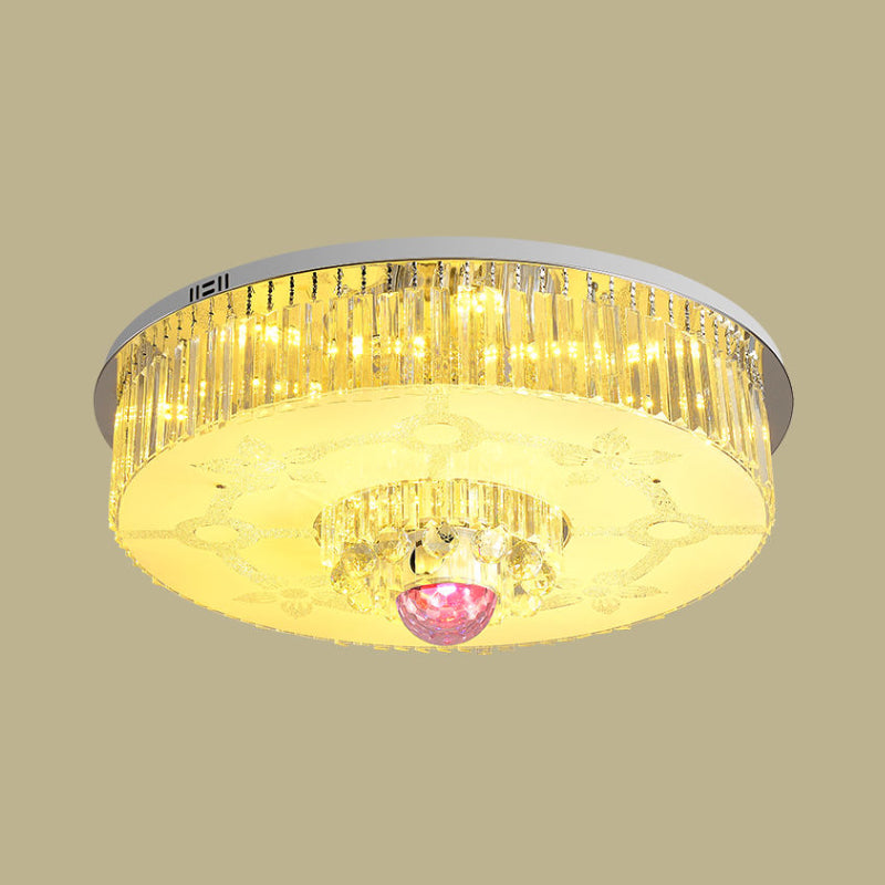 Round Flush Light Fixture Modern Crystal Rectangle LED Parlor Ceiling Flush Mount in Chrome Clearhalo 'Ceiling Lights' 'Close To Ceiling Lights' 'Close to ceiling' 'Flush mount' Lighting' 1723660