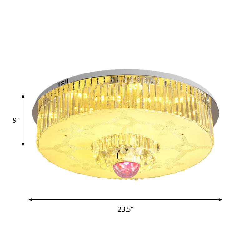 Round Flush Light Fixture Modern Crystal Rectangle LED Parlor Ceiling Flush Mount in Chrome Clearhalo 'Ceiling Lights' 'Close To Ceiling Lights' 'Close to ceiling' 'Flush mount' Lighting' 1723661