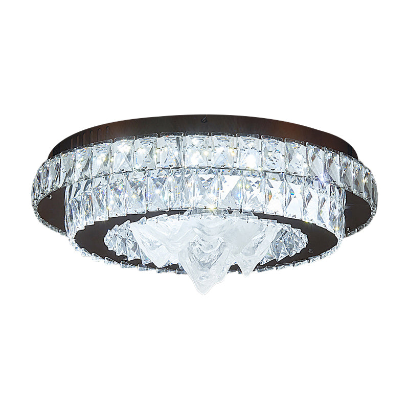 Simple Tiered Flush Mount Lamp Crystal Block LED Parlor Ceiling Light with Iceberg Design in Chrome Clearhalo 'Ceiling Lights' 'Close To Ceiling Lights' 'Close to ceiling' 'Flush mount' Lighting' 1723664