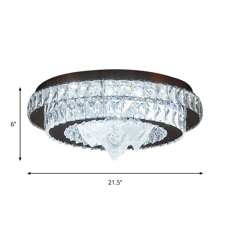 Simple Tiered Flush Mount Lamp Crystal Block LED Parlor Ceiling Light with Iceberg Design in Chrome Clearhalo 'Ceiling Lights' 'Close To Ceiling Lights' 'Close to ceiling' 'Flush mount' Lighting' 1723665