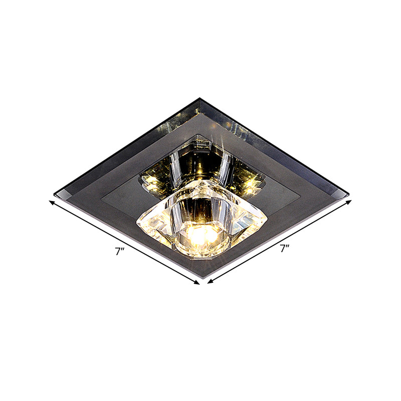 Clear Crystal Square Flushmount Light Contemporary LED Black Close to Ceiling Lighting for Corridor Clearhalo 'Ceiling Lights' 'Close To Ceiling Lights' 'Close to ceiling' 'Flush mount' Lighting' 1723695