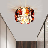 Tan Crystal Flower Flush Light Fixture Modern LED Flushmount Lighting for Living Room Tan Clearhalo 'Ceiling Lights' 'Close To Ceiling Lights' 'Close to ceiling' 'Flush mount' Lighting' 1723708