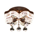 LED Corridor Flush Mount Fixture Modern Style Chrome Ceiling Lighting with Floral Crystal Shade Clearhalo 'Ceiling Lights' 'Close To Ceiling Lights' 'Close to ceiling' 'Flush mount' Lighting' 1723722