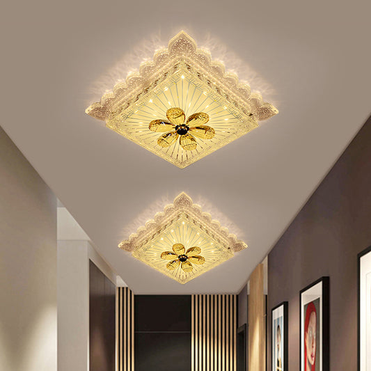 Crystal Square Flush Light Fixture Modernist LED White Ceiling Flush Mount in Warm/White Light with Scalloped Edge White Clearhalo 'Ceiling Lights' 'Close To Ceiling Lights' 'Close to ceiling' 'Flush mount' Lighting' 1723728