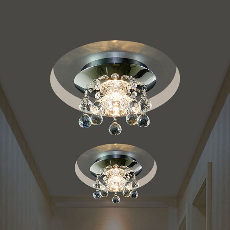 Blossom Semi Flush Mount Light Modernist Clear Crystal LED Chrome Lighting Fixture for Corridor Clearhalo 'Ceiling Lights' 'Close To Ceiling Lights' 'Close to ceiling' 'Semi-flushmount' Lighting' 1723733