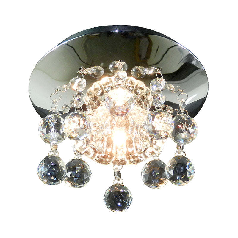 Blossom Semi Flush Mount Light Modernist Clear Crystal LED Chrome Lighting Fixture for Corridor Clearhalo 'Ceiling Lights' 'Close To Ceiling Lights' 'Close to ceiling' 'Semi-flushmount' Lighting' 1723734