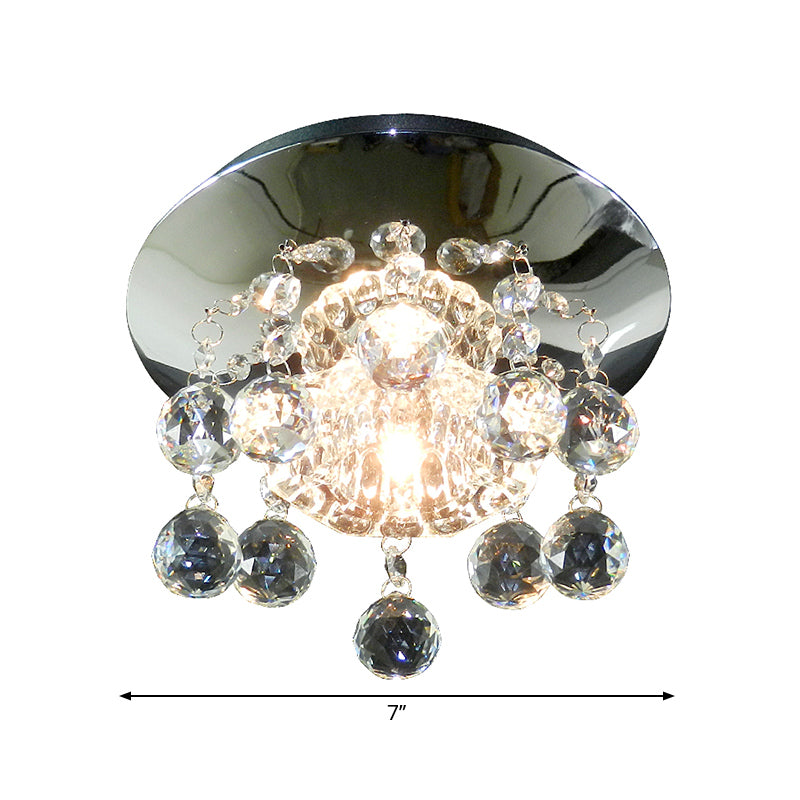 Blossom Semi Flush Mount Light Modernist Clear Crystal LED Chrome Lighting Fixture for Corridor Clearhalo 'Ceiling Lights' 'Close To Ceiling Lights' 'Close to ceiling' 'Semi-flushmount' Lighting' 1723735