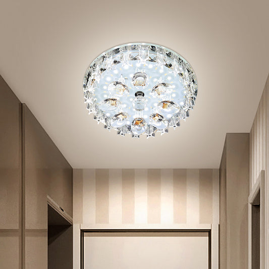 Modern Round Flush Mount Clear Crystal Hallway LED Oval Ceiling Lamp in Purple/Coffee, Warm/White Light Clearhalo 'Ceiling Lights' 'Close To Ceiling Lights' 'Close to ceiling' 'Flush mount' Lighting' 1723766