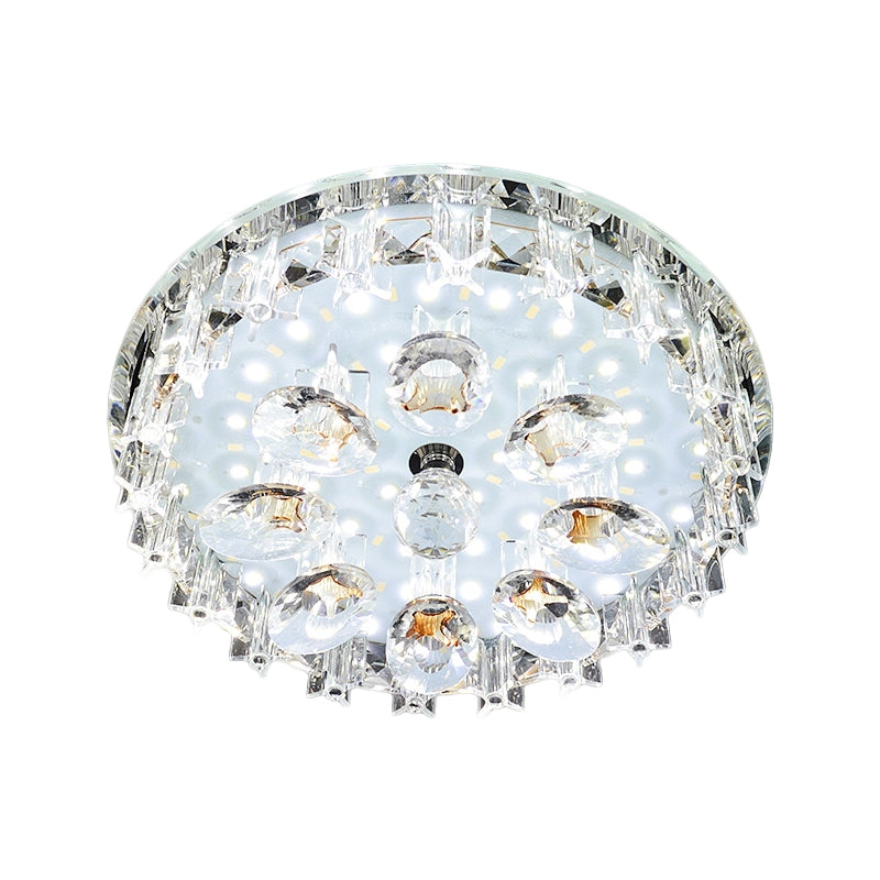 Modern Round Flush Mount Clear Crystal Hallway LED Oval Ceiling Lamp in Purple/Coffee, Warm/White Light Clearhalo 'Ceiling Lights' 'Close To Ceiling Lights' 'Close to ceiling' 'Flush mount' Lighting' 1723768