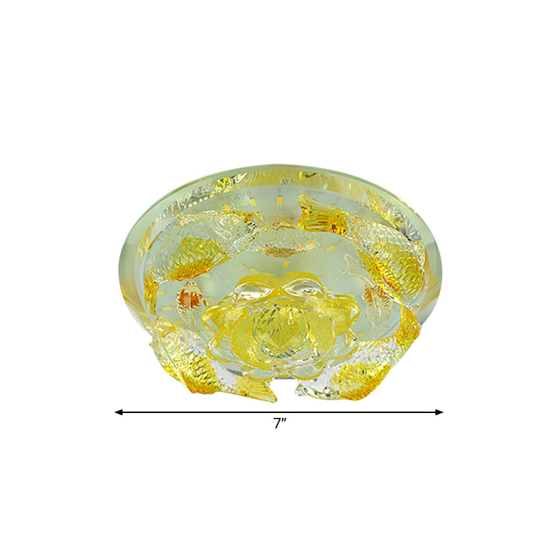 Floral Faceted Crystal Flush Mount Contemporary LED Yellow Ceiling Lighting in Warm/White Light Clearhalo 'Ceiling Lights' 'Close To Ceiling Lights' 'Close to ceiling' 'Flush mount' Lighting' 1723776