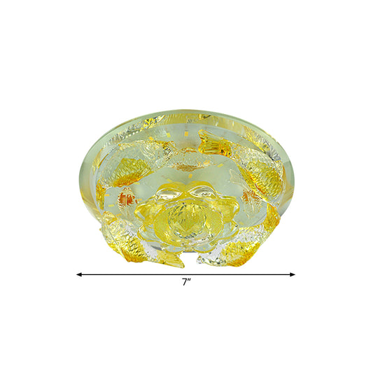 Floral Faceted Crystal Flush Mount Contemporary LED Yellow Ceiling Lighting in Warm/White Light Clearhalo 'Ceiling Lights' 'Close To Ceiling Lights' 'Close to ceiling' 'Flush mount' Lighting' 1723776