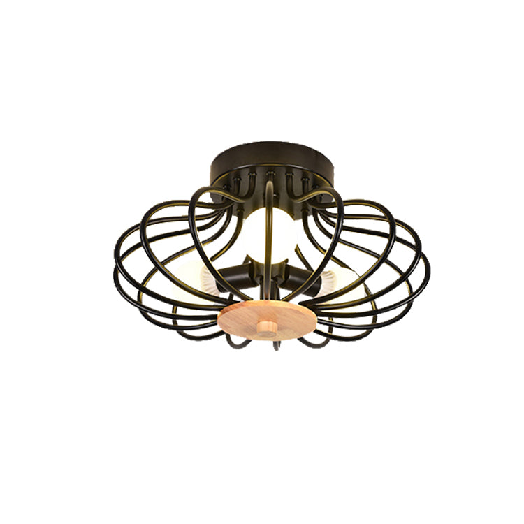 Contemporary Flush Mount Light Melon Cage Metal Ceiling Light for Restaurant Stairway Clearhalo 'Ceiling Lights' 'Close To Ceiling Lights' 'Close to ceiling' 'Semi-flushmount' Lighting' 172380