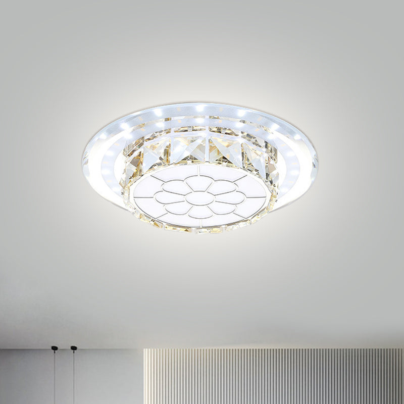 Minimal Round/Square Flush Mount Lighting Crystal LED Hallway Close to Ceiling Lamp in Warm/White Light with Floral Pattern Clearhalo 'Ceiling Lights' 'Close To Ceiling Lights' 'Close to ceiling' 'Flush mount' Lighting' 1723829