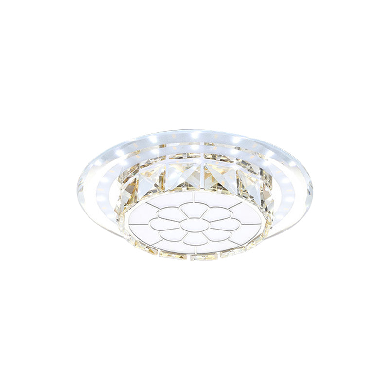 Minimal Round/Square Flush Mount Lighting Crystal LED Hallway Close to Ceiling Lamp in Warm/White Light with Floral Pattern Clearhalo 'Ceiling Lights' 'Close To Ceiling Lights' 'Close to ceiling' 'Flush mount' Lighting' 1723830