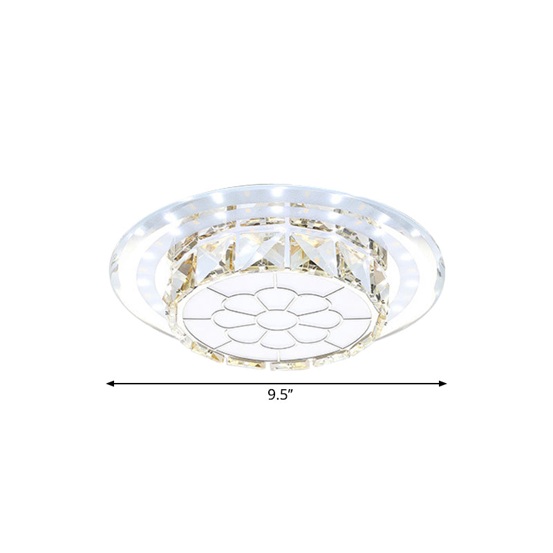 Minimal Round/Square Flush Mount Lighting Crystal LED Hallway Close to Ceiling Lamp in Warm/White Light with Floral Pattern Clearhalo 'Ceiling Lights' 'Close To Ceiling Lights' 'Close to ceiling' 'Flush mount' Lighting' 1723831