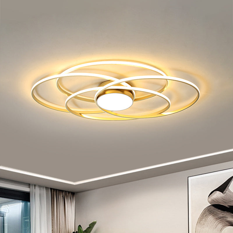 Circle Ring Flush Light Contemporary Metal Living Room LED Ceiling Fixture in Gold, Warm/White Light Gold Clearhalo 'Ceiling Lights' 'Close To Ceiling Lights' 'Close to ceiling' 'Flush mount' Lighting' 1723832