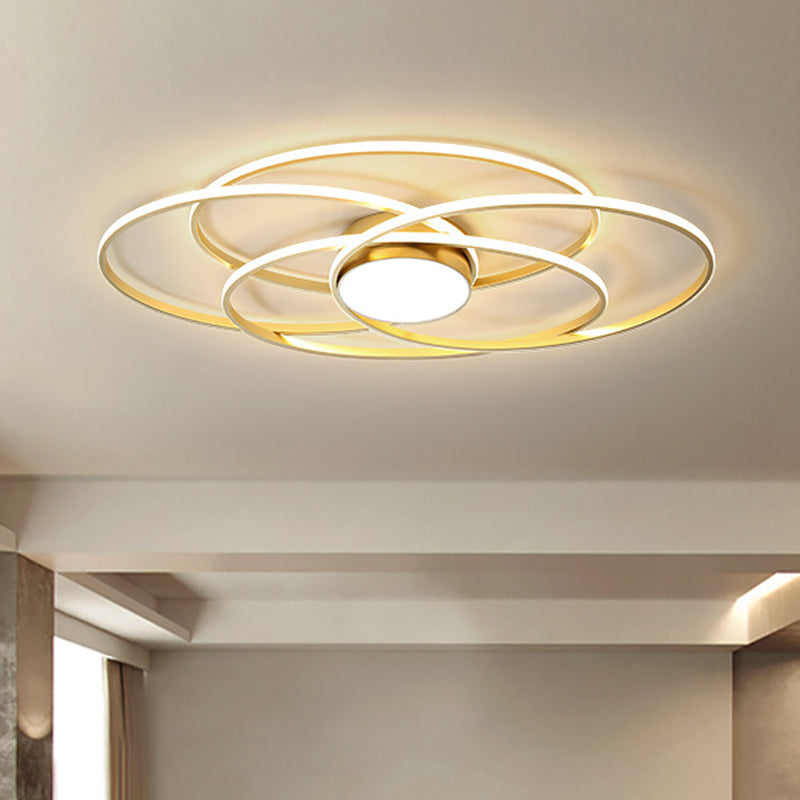 Circle Ring Flush Light Contemporary Metal Living Room LED Ceiling Fixture in Gold, Warm/White Light Clearhalo 'Ceiling Lights' 'Close To Ceiling Lights' 'Close to ceiling' 'Flush mount' Lighting' 1723833