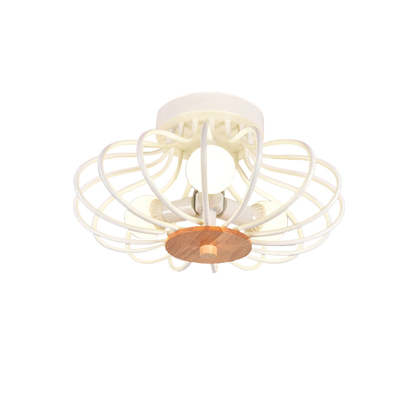 Contemporary Flush Mount Light Melon Cage Metal Ceiling Light for Restaurant Stairway Clearhalo 'Ceiling Lights' 'Close To Ceiling Lights' 'Close to ceiling' 'Semi-flushmount' Lighting' 172384