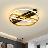 Metal Round Flush Mount Modern LED Ceiling Light Fixture in Gold with Inner Oval Design, 16.5"/20.5" W Gold Clearhalo 'Ceiling Lights' 'Close To Ceiling Lights' 'Close to ceiling' 'Flush mount' Lighting' 1723844