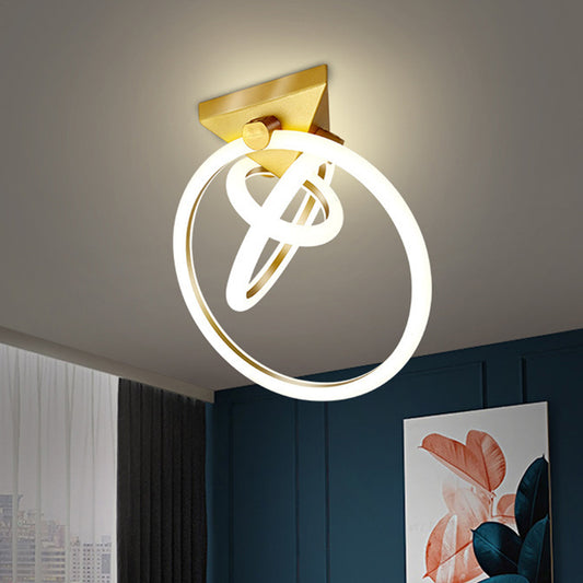 Acrylic 3-Ring Flush Light Fixture Modern LED Gold Close to Ceiling Lamp for Bedroom Gold Clearhalo 'Ceiling Lights' 'Close To Ceiling Lights' 'Close to ceiling' 'Flush mount' Lighting' 1723849