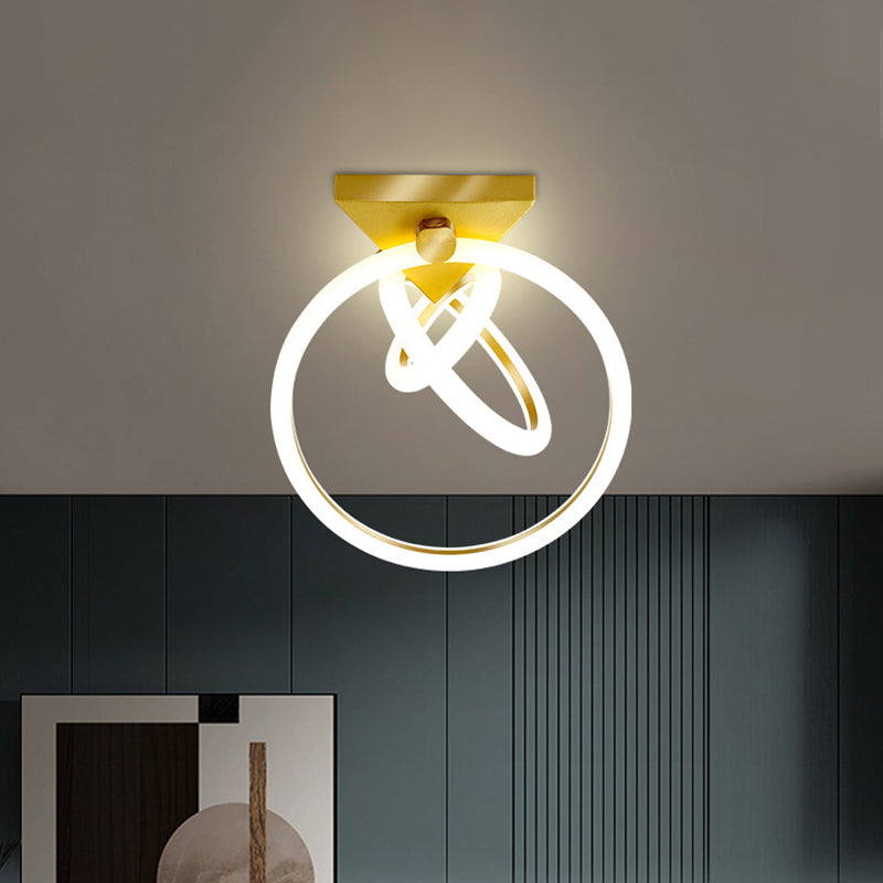 Acrylic 3-Ring Flush Light Fixture Modern LED Gold Close to Ceiling Lamp for Bedroom Clearhalo 'Ceiling Lights' 'Close To Ceiling Lights' 'Close to ceiling' 'Flush mount' Lighting' 1723850