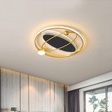 Gold Circle Flush Mount Simplicity 16"/19.5" W LED Metal Close to Ceiling Lamp with Inner Oval Design Clearhalo 'Ceiling Lights' 'Close To Ceiling Lights' 'Close to ceiling' 'Flush mount' Lighting' 1723864