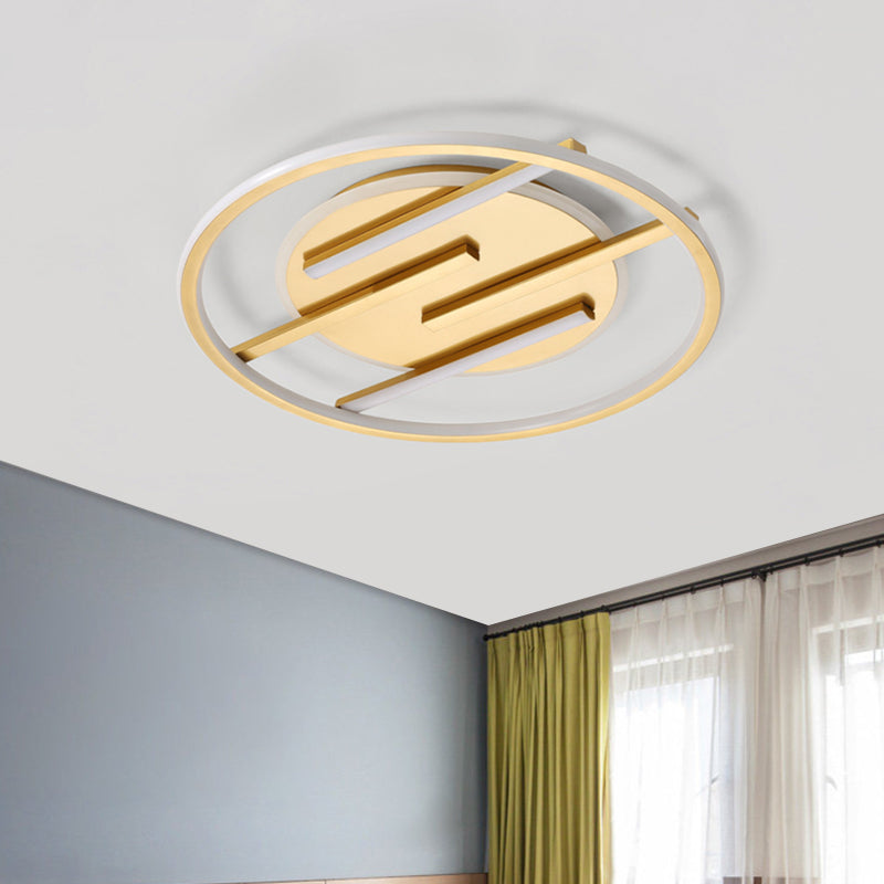 Simplicity Circle Flush Light Fixture Aluminum 16.5"/20.5" W LED Bedroom Ceiling Lamp in Gold Gold Clearhalo 'Ceiling Lights' 'Close To Ceiling Lights' 'Close to ceiling' 'Flush mount' Lighting' 1723868