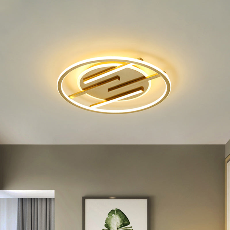 Simplicity Circle Flush Light Fixture Aluminum 16.5"/20.5" W LED Bedroom Ceiling Lamp in Gold Clearhalo 'Ceiling Lights' 'Close To Ceiling Lights' 'Close to ceiling' 'Flush mount' Lighting' 1723869