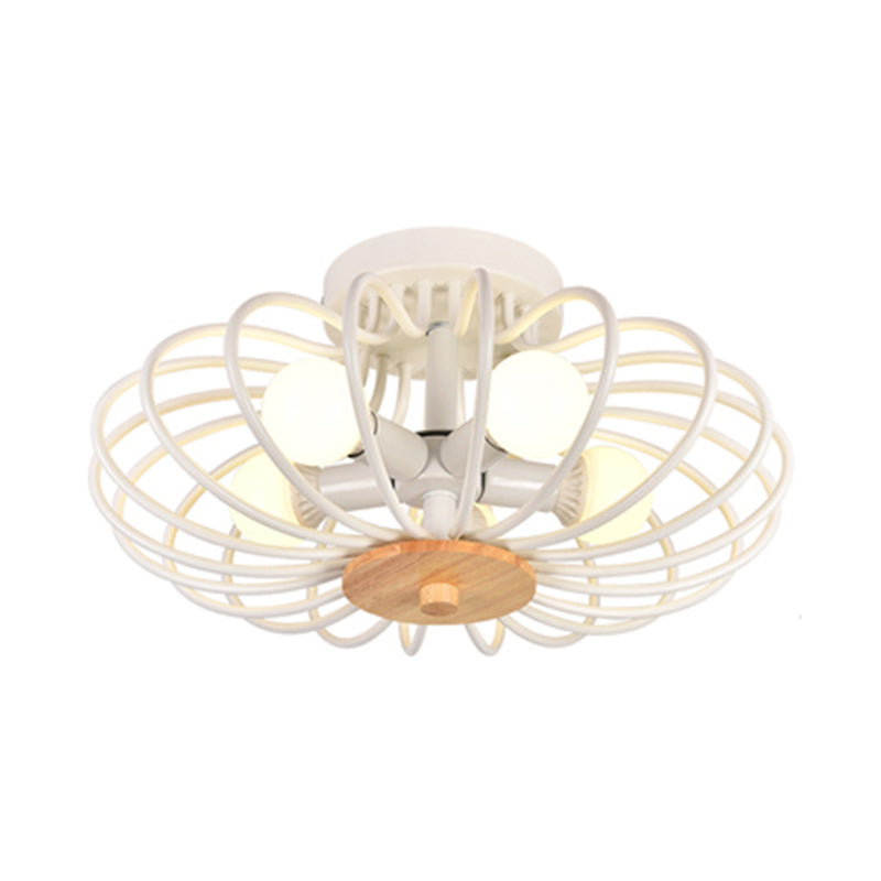 Contemporary Flush Mount Light Melon Cage Metal Ceiling Light for Restaurant Stairway Clearhalo 'Ceiling Lights' 'Close To Ceiling Lights' 'Close to ceiling' 'Semi-flushmount' Lighting' 172387