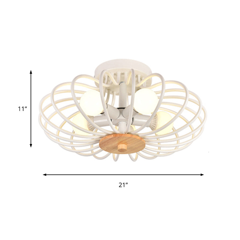 Contemporary Flush Mount Light Melon Cage Metal Ceiling Light for Restaurant Stairway Clearhalo 'Ceiling Lights' 'Close To Ceiling Lights' 'Close to ceiling' 'Semi-flushmount' Lighting' 172388