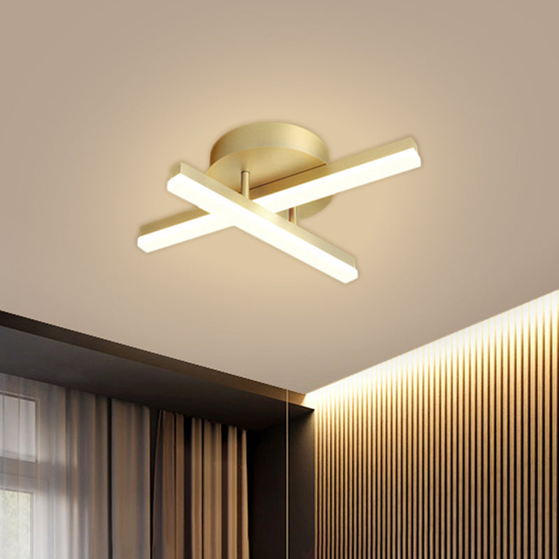 Linear Flush Mount Ceiling Light Minimal Acrylic LED Gold Lighting Fixture in Warm/White Light for Bedroom Gold A Clearhalo 'Ceiling Lights' 'Close To Ceiling Lights' 'Close to ceiling' 'Flush mount' Lighting' 1723919