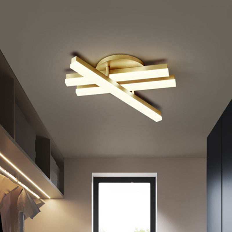 Linear Flush Mount Ceiling Light Minimal Acrylic LED Gold Lighting Fixture in Warm/White Light for Bedroom Gold B Clearhalo 'Ceiling Lights' 'Close To Ceiling Lights' 'Close to ceiling' 'Flush mount' Lighting' 1723923