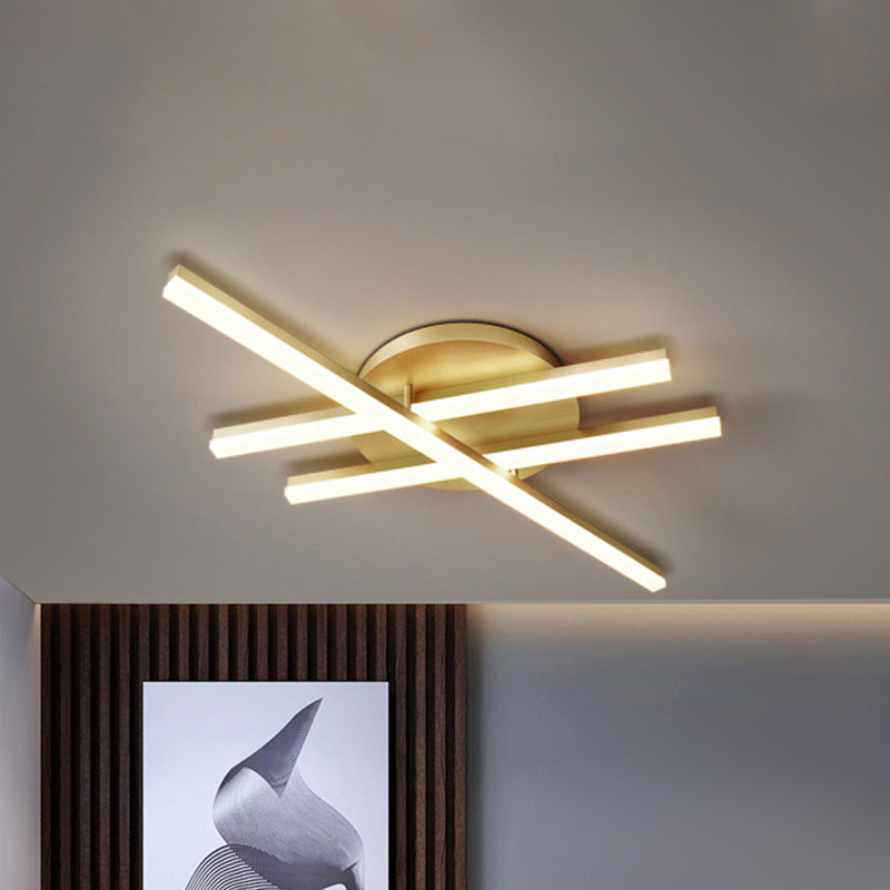 Linear Flush Mount Ceiling Light Minimal Acrylic LED Gold Lighting Fixture in Warm/White Light for Bedroom Clearhalo 'Ceiling Lights' 'Close To Ceiling Lights' 'Close to ceiling' 'Flush mount' Lighting' 1723930