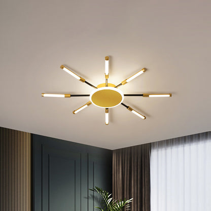 Gold Sputnik Semi Mount Lighting Minimalist LED Aluminum Ceiling Lamp in Warm/White Light, 23.5"/39" W Gold 23.5" Clearhalo 'Ceiling Lights' 'Close To Ceiling Lights' 'Close to ceiling' 'Semi-flushmount' Lighting' 1723933