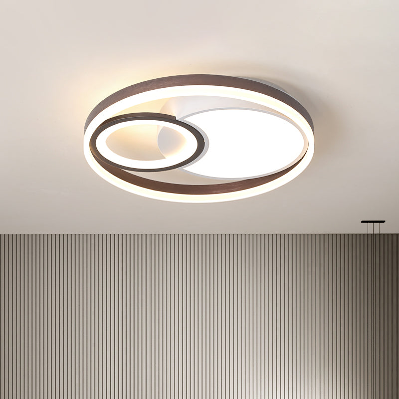 Metallic Circular Ceiling Mounted Light Modernism LED Flush Lamp Fixture in Brown Brown Clearhalo 'Ceiling Lights' 'Close To Ceiling Lights' 'Close to ceiling' 'Flush mount' Lighting' 1723955