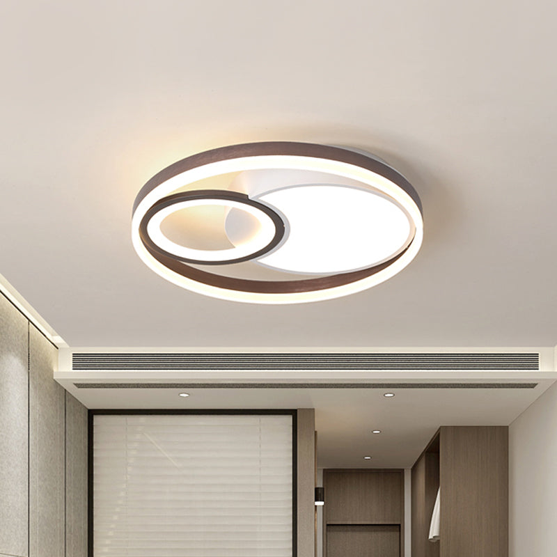 Metallic Circular Ceiling Mounted Light Modernism LED Flush Lamp Fixture in Brown Clearhalo 'Ceiling Lights' 'Close To Ceiling Lights' 'Close to ceiling' 'Flush mount' Lighting' 1723956