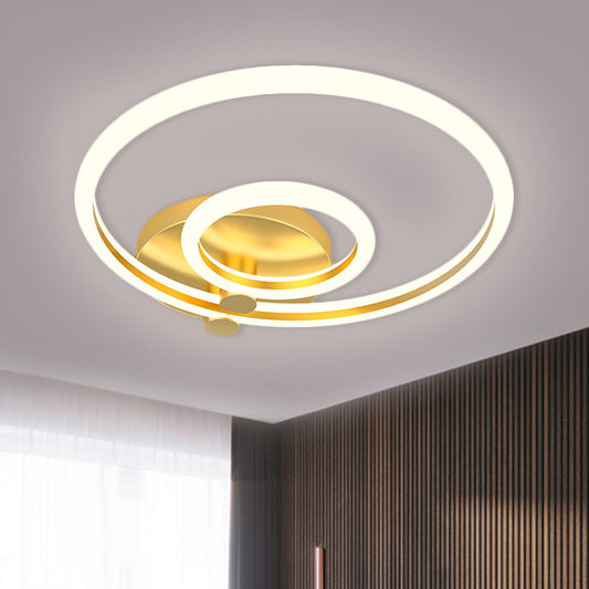 Hoop Semi Flush Light Minimalism Metallic LED Gold Ceiling Mounted Fixture for Bedroom Gold Clearhalo 'Ceiling Lights' 'Close To Ceiling Lights' 'Close to ceiling' 'Semi-flushmount' Lighting' 1723959