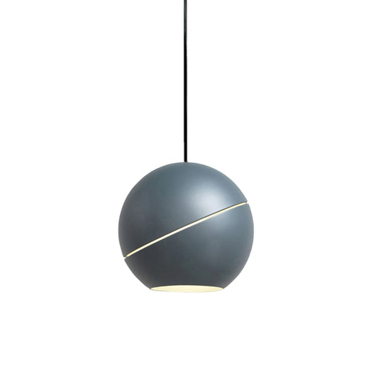 Black/Pewter Sliced Sphere Hanging Light Fixture Simple Style 1 Light Metallic Pendant Lamp for Living Room Clearhalo 'Ceiling Lights' 'Modern Pendants' 'Modern' 'Pendant Lights' 'Pendants' Lighting' 172395