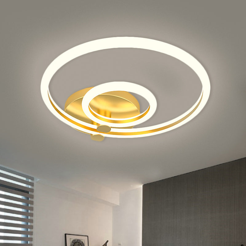 Hoop Semi Flush Light Minimalism Metallic LED Gold Ceiling Mounted Fixture for Bedroom Clearhalo 'Ceiling Lights' 'Close To Ceiling Lights' 'Close to ceiling' 'Semi-flushmount' Lighting' 1723960